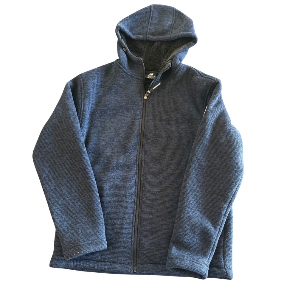 New Balance Zip Up Fleece Hoodie Men's Medium Navy Athletic EUC